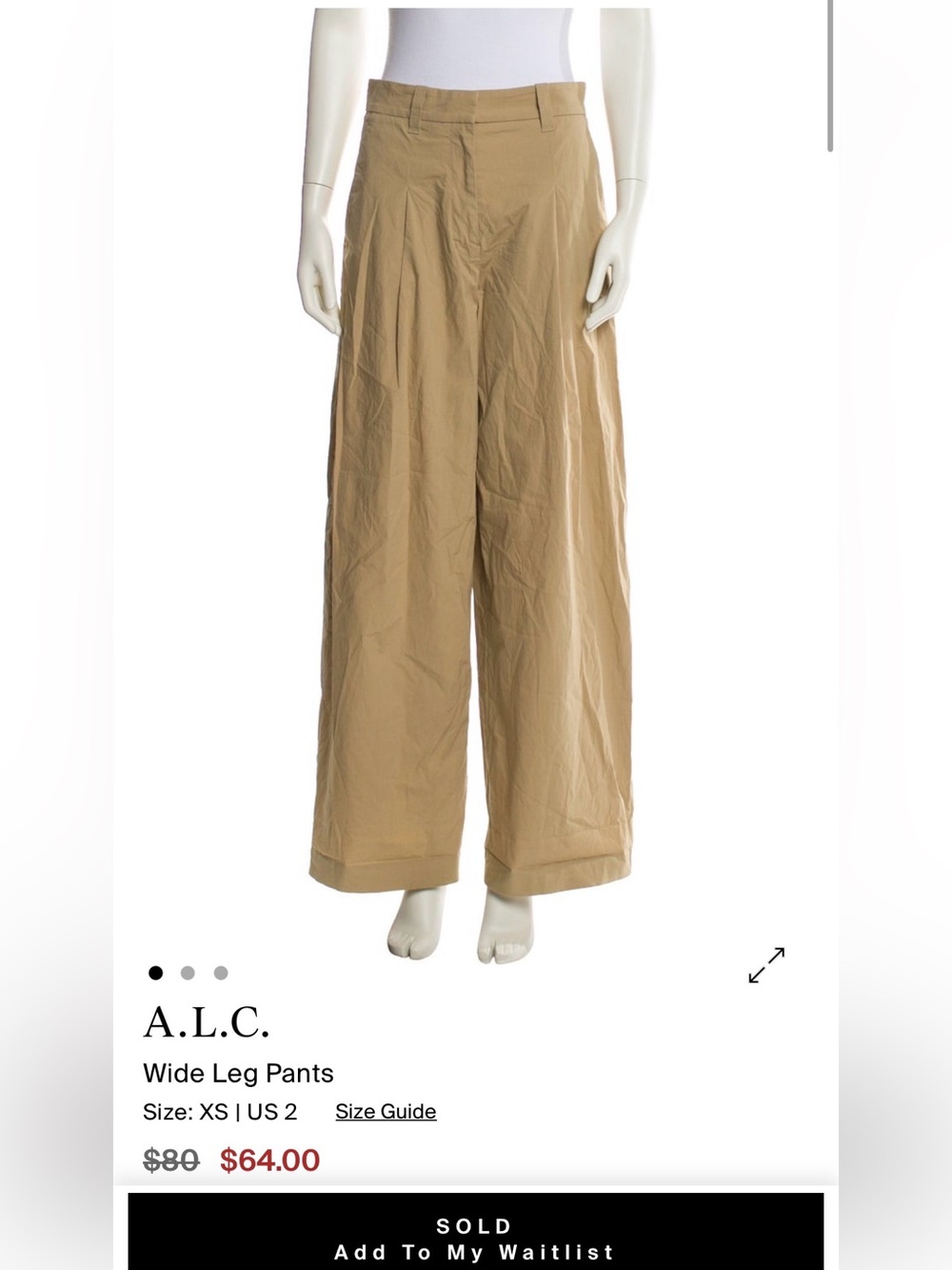 A.L.C. High-Rise Wide Leg Pants in Khaki Beige